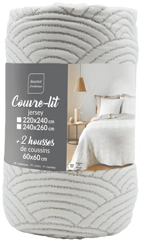 Set con copriletto e federa bianco/beige in jersey 220x240 cm Cassandra – douceur d'intérieur
