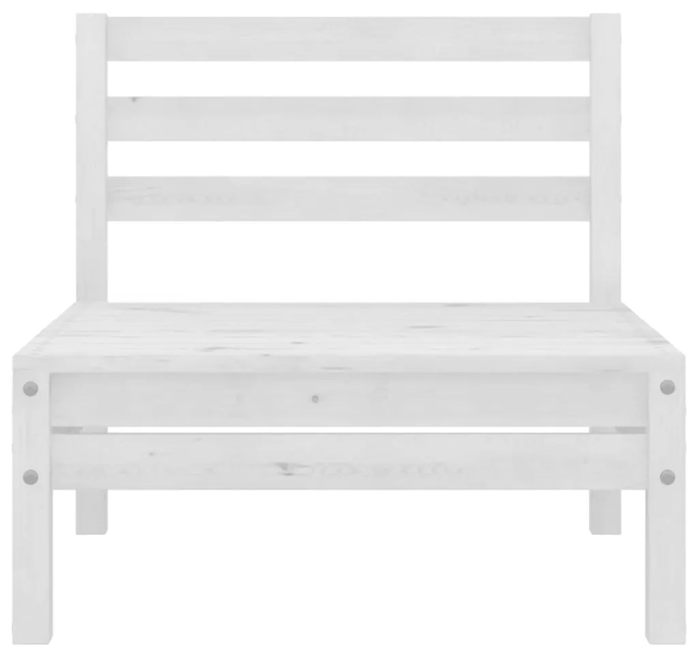 Set Divani da Giardino 9 pz Bianco in Legno Massello di Pino