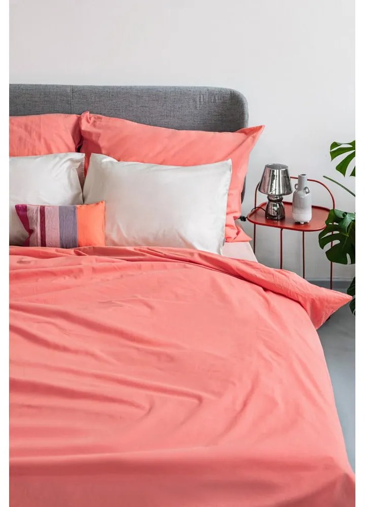 Lenzuola in cotone rosa corallo per letto matrimoniale, 200 x 220 cm - Bonami Selection