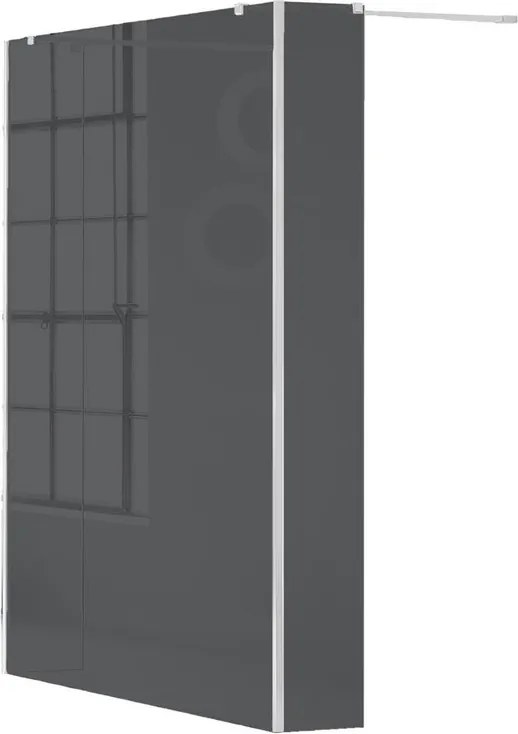 Box doccia walk-in Wens, vetro fumè 6 mm, H 200 cm, profilo bianco