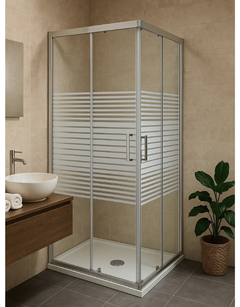 Box Doccia Angolare Scorrevole 90x100 Giava "Style" Argento Lucido/Vetro Serigrafato