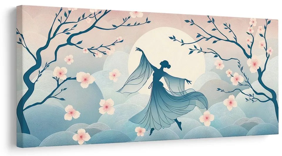 Quadro su tela – Sagoma di ballerina tra i ciliegi in fiore