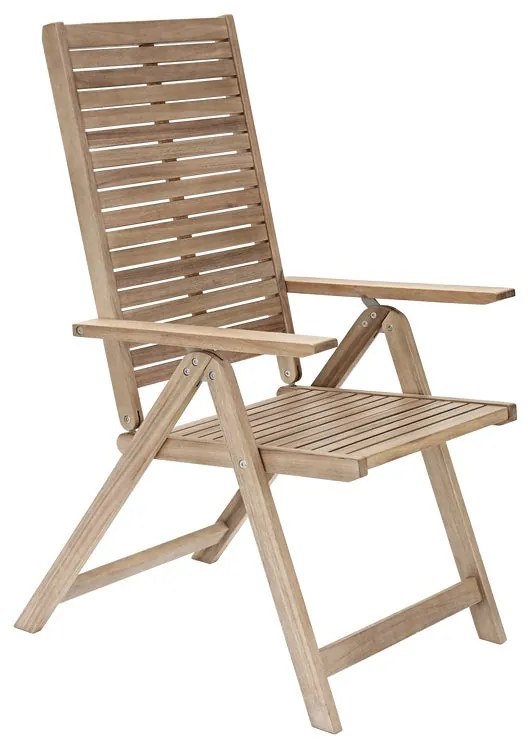 Sedia da giardino senza cuscino Solaris NATERIAL pieghevole con braccioli in acacia, seduta in acacia beige