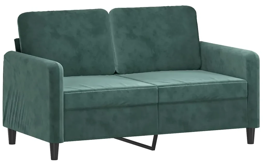 Divano a 2 posti verde scuro 120 cm in velluto