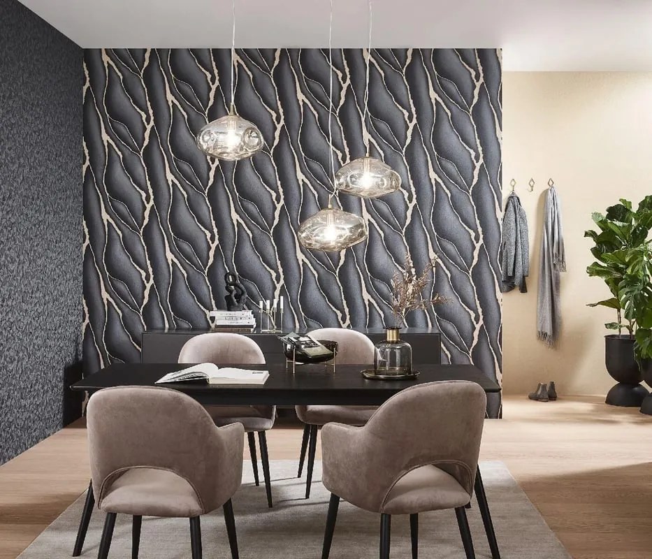 Carta da parati grand Lava nero, 106 cm x 10 m