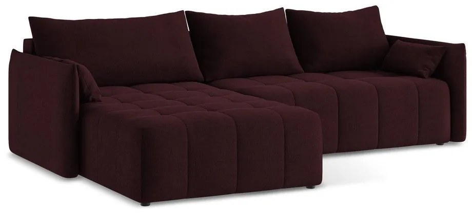 Divano angolare burgundy allungabile/con contenitore (con penisola a sinistra/con chaise lounge) Moku – Makamii