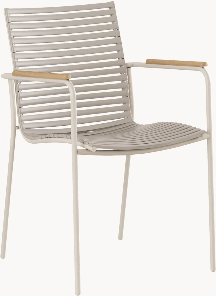 Sedia impilabile da giardino con braccioli in legno di teak Mood Classic