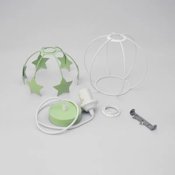 Lampadario a sospensione per bambini STARS 1xE27/15W/230V verde/bianco