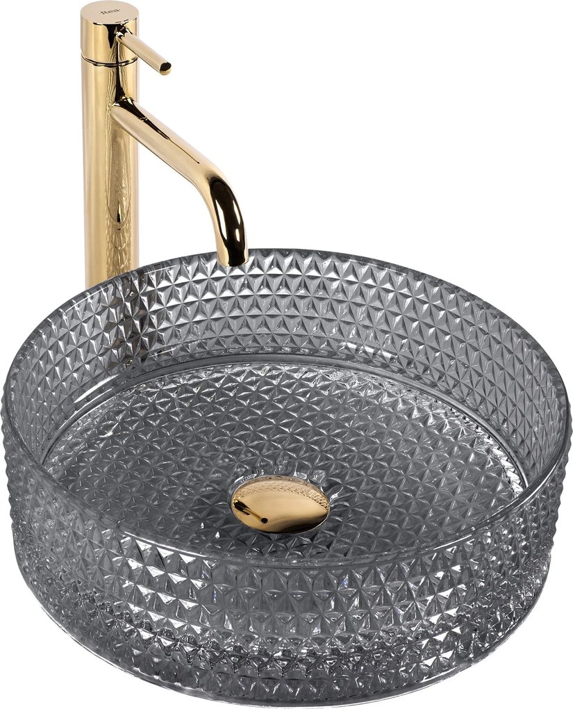 Lavabo da appoggio Rea Cristal Black 35