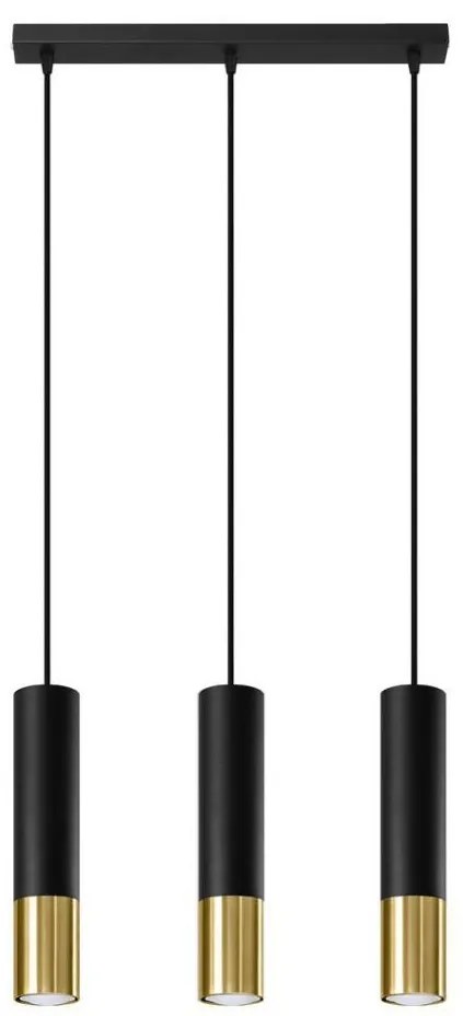 Sollux SL.0954 - Lampadario a sospensione con filo LOOPEZ 3xGU10/10W/230V nero/oro