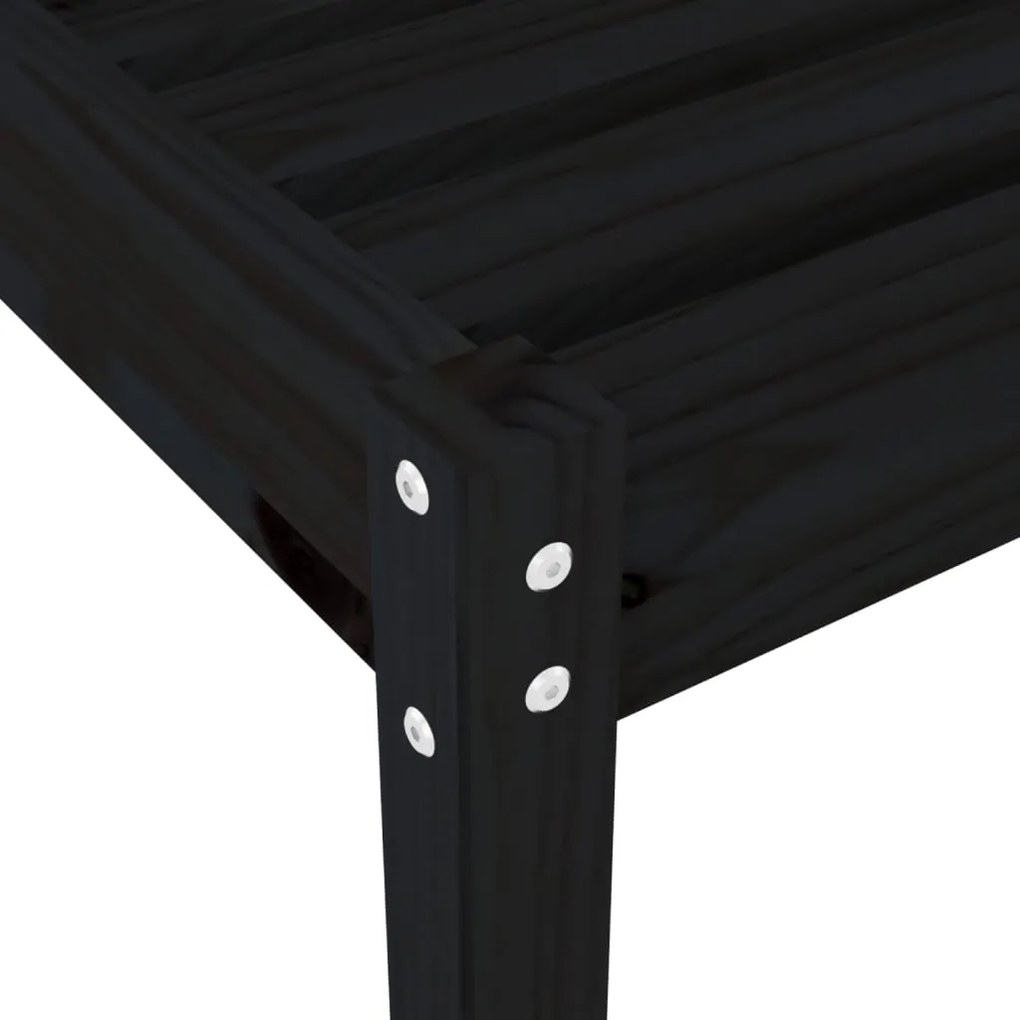 Lettini con tavolino 2 pz neri in legno massello di pino