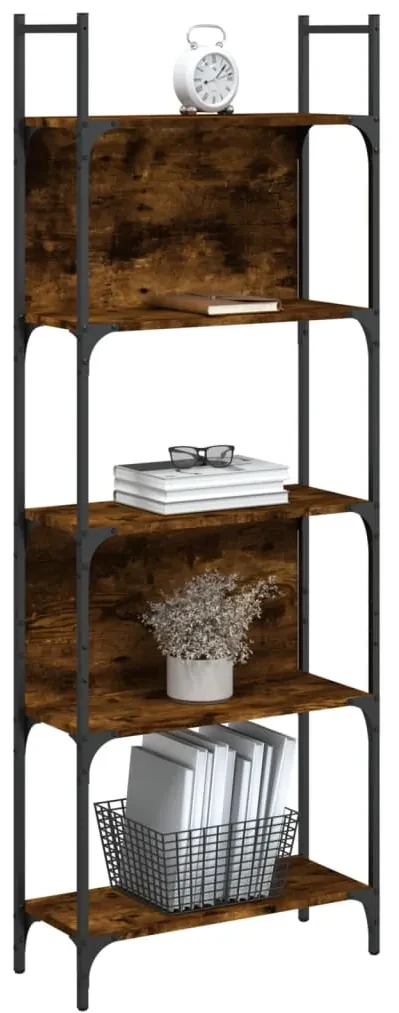Libreria 5ripiani rovere fumo 60,5x24x166,5cm legno multistrato