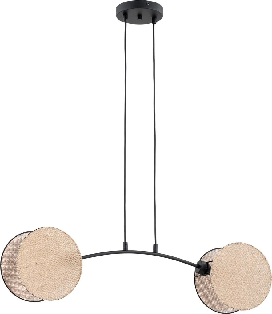 Lampadario a Sospensione MOTIF 2 In Acciaio e Tessuto 2xE14