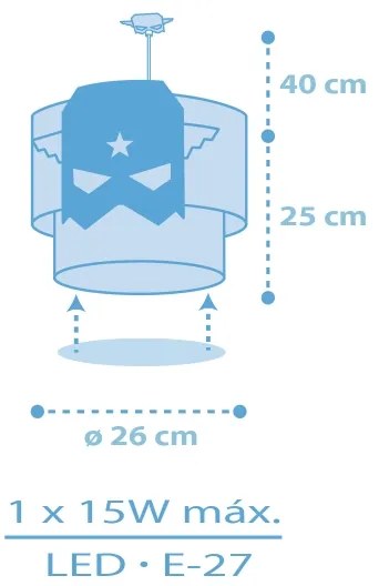 Dalber 61812 - Lampadario per bambini BLU HERO 1xE27/15W/230V