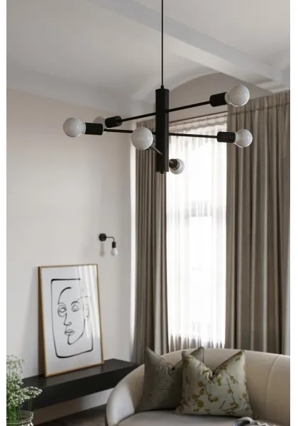 Lampadario a sospensione con filo DUOMO 3D 3xE27/60W/230V nero