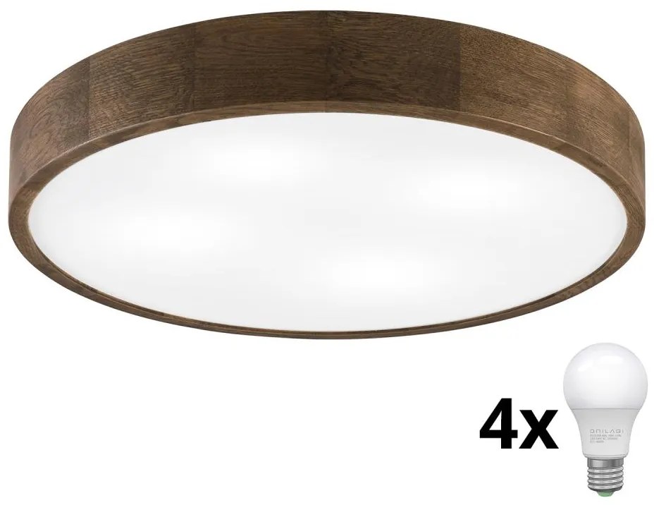 Brilagi - Plafoniera LED CARVALHO 4xE27/60W/230V rovere/noce Ø 57,5 cm