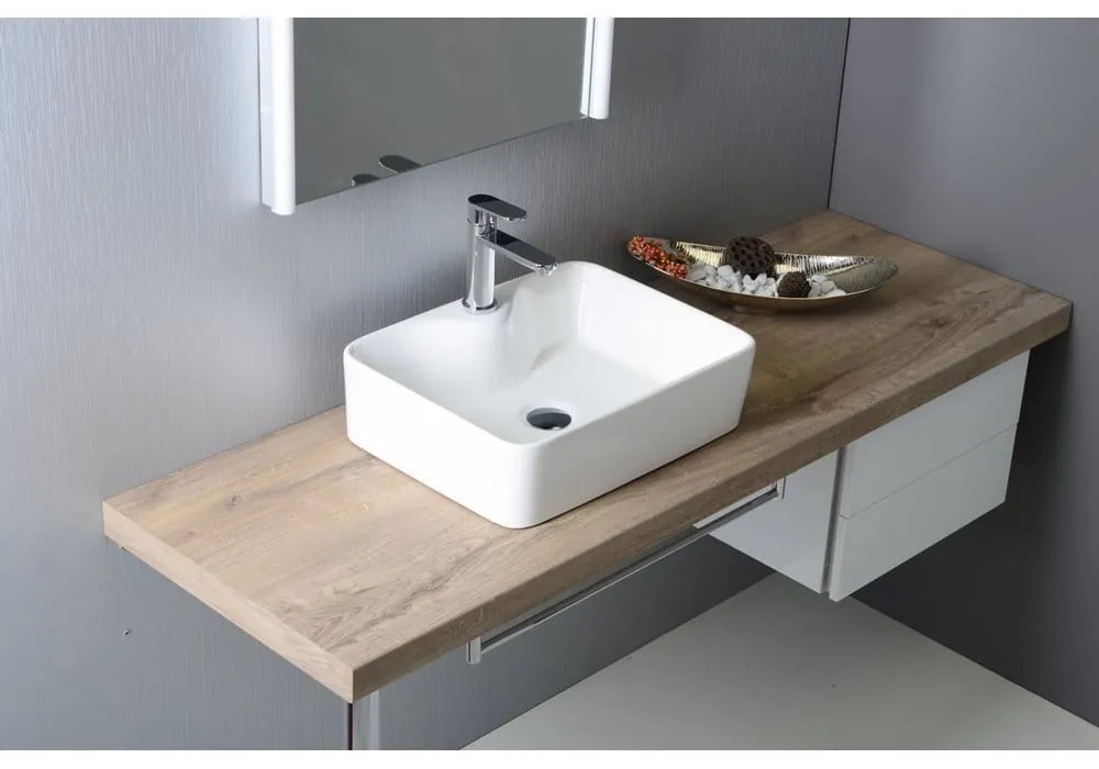 Lavabo in ceramica bianca , 48 x 37 cm Balena - Sapho