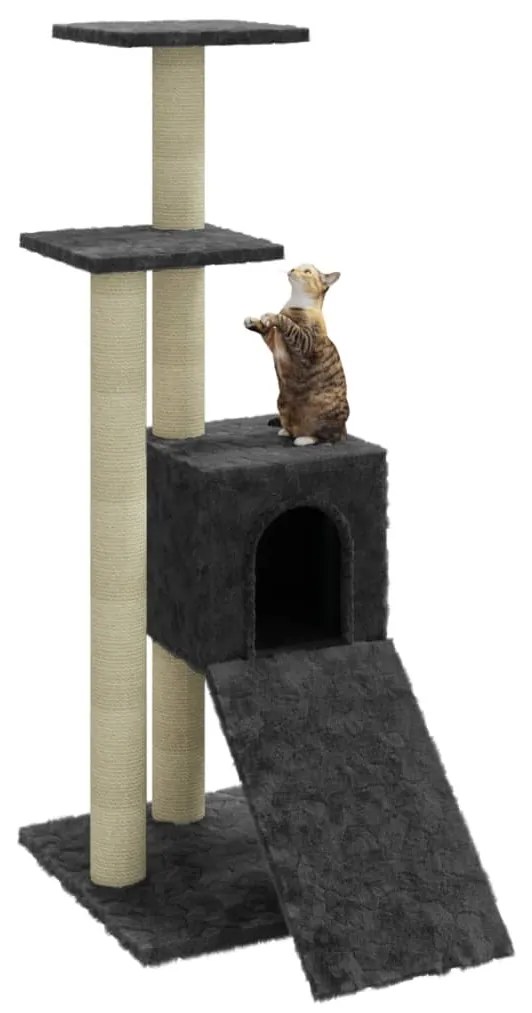 Albero per gatti con tiragraffi in sisal grigio scuro 92 cm