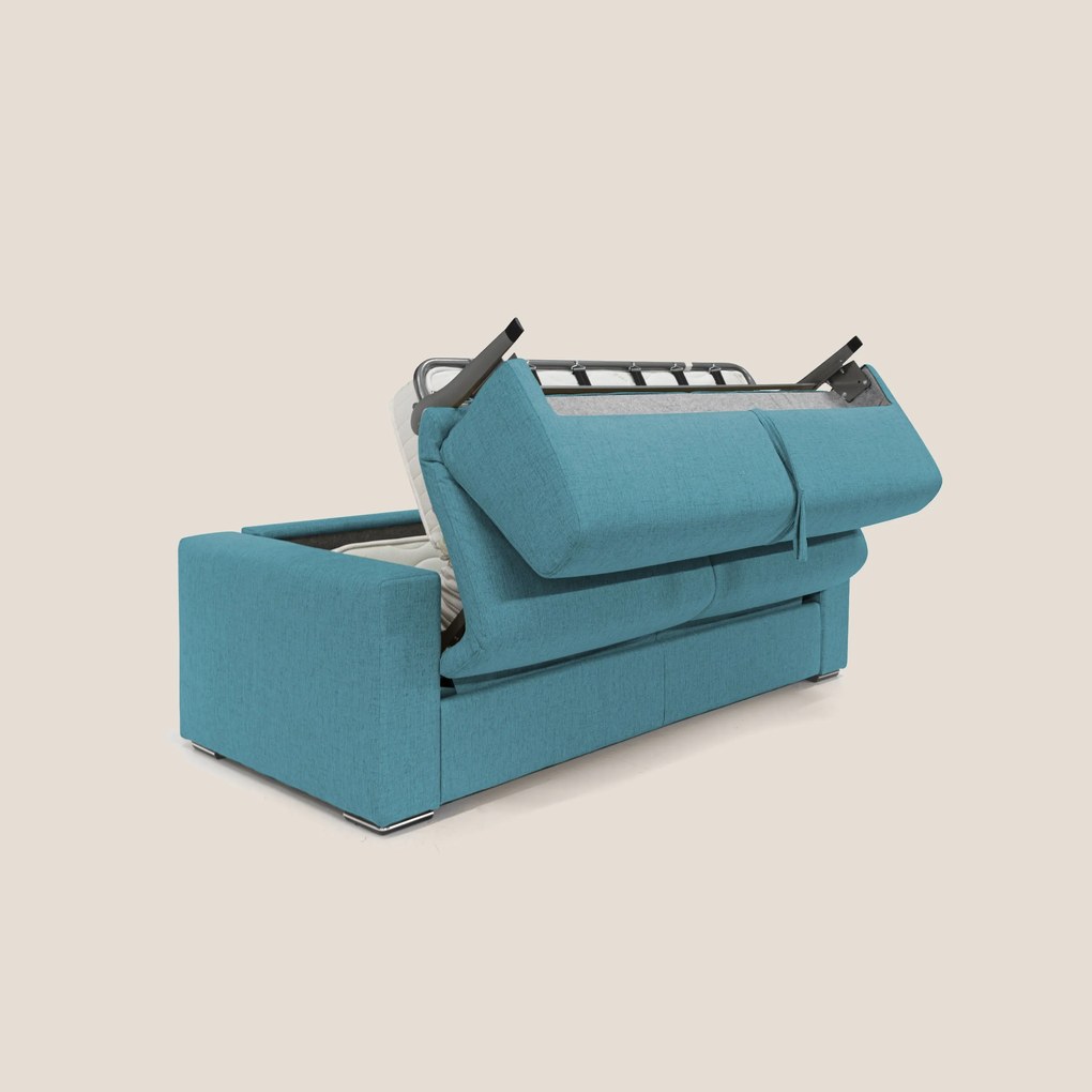Nixon Divano letto matrimoniale con materasso 20 cm in tessuto impermeabile T03 azzurro