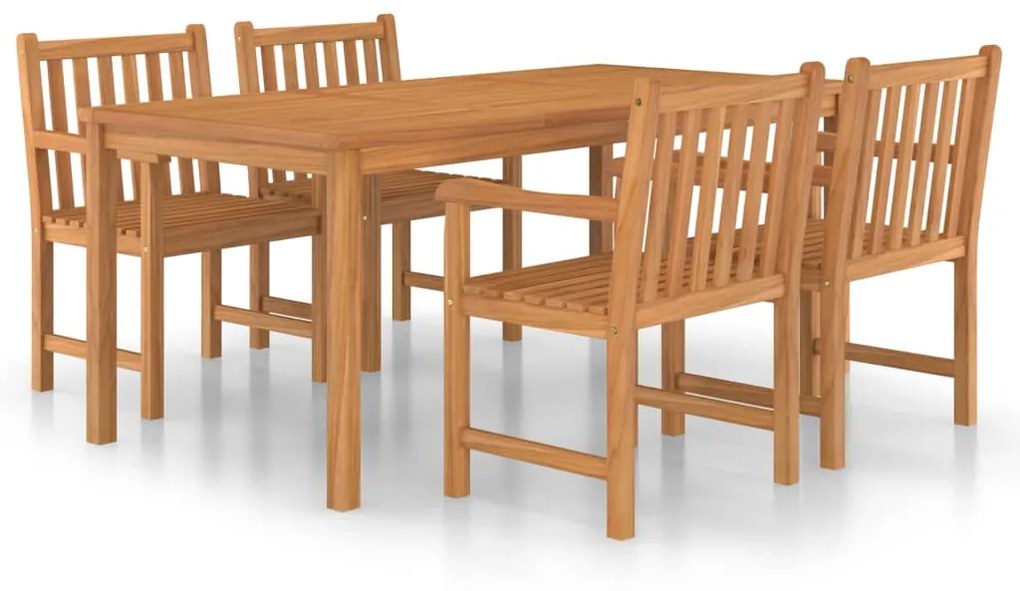 Set da pranzo per esterni 5 pz in legno massello di teak