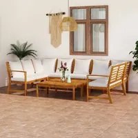 Set Divani da Giardino 9 pz con Cuscini Crema in Legno Acacia cod mxl 39774