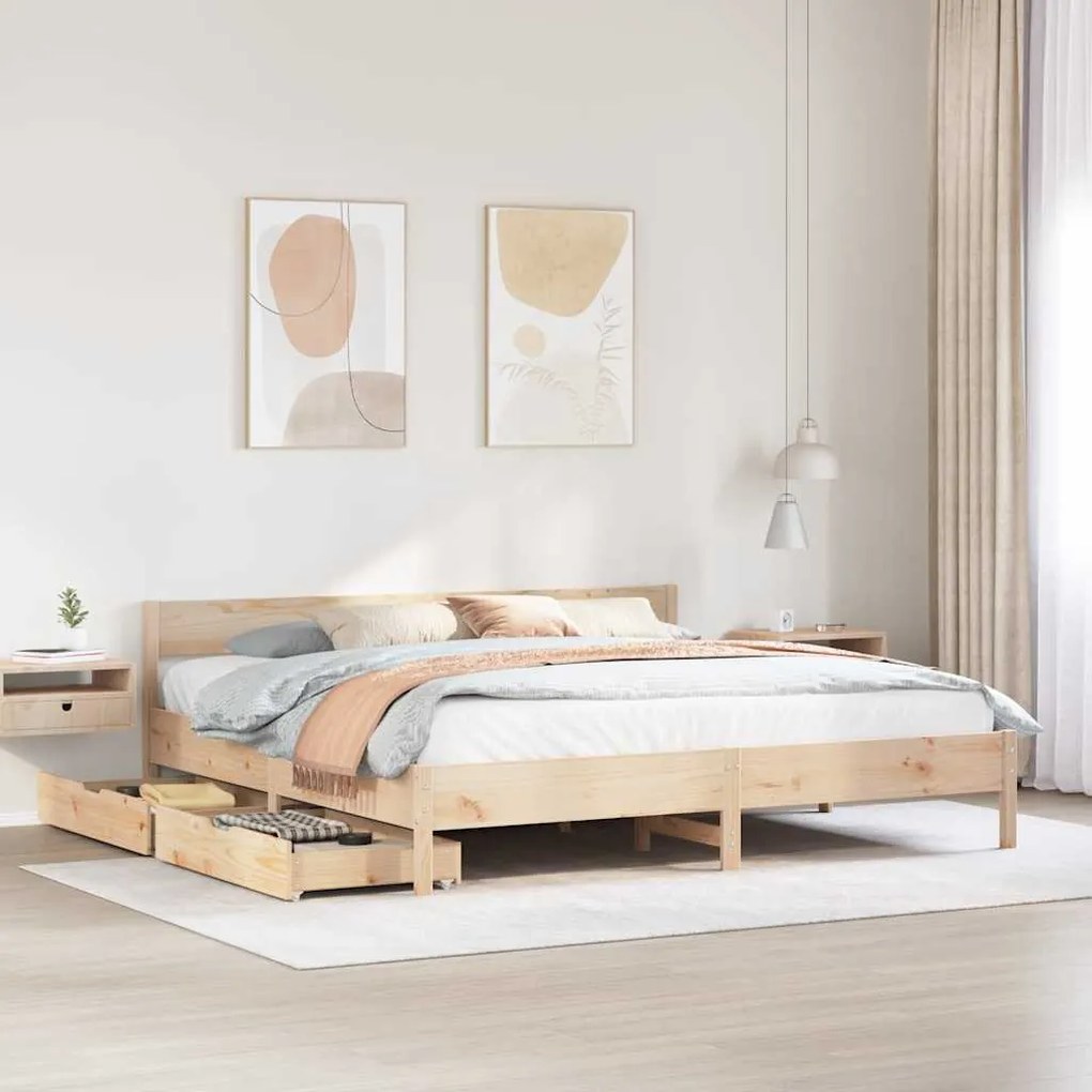 Letto Senza Materasso 160x200 Cm İn Legno Massello Di Pino /