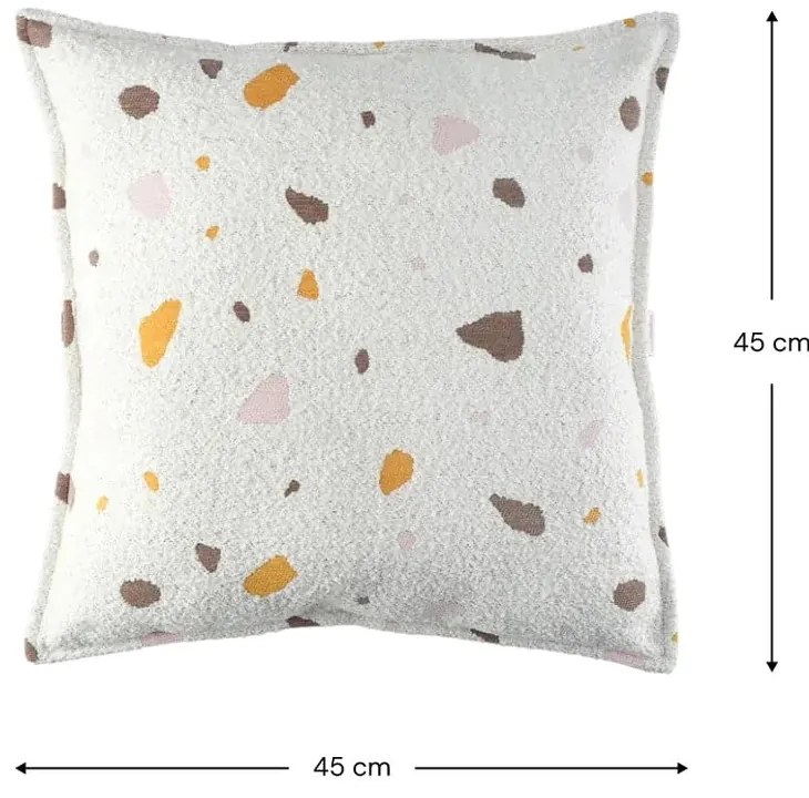 Cuscino per divano da bambini color crema con rivestimento in bouclé e ciniglia Terrazzo Block – Wigiwama