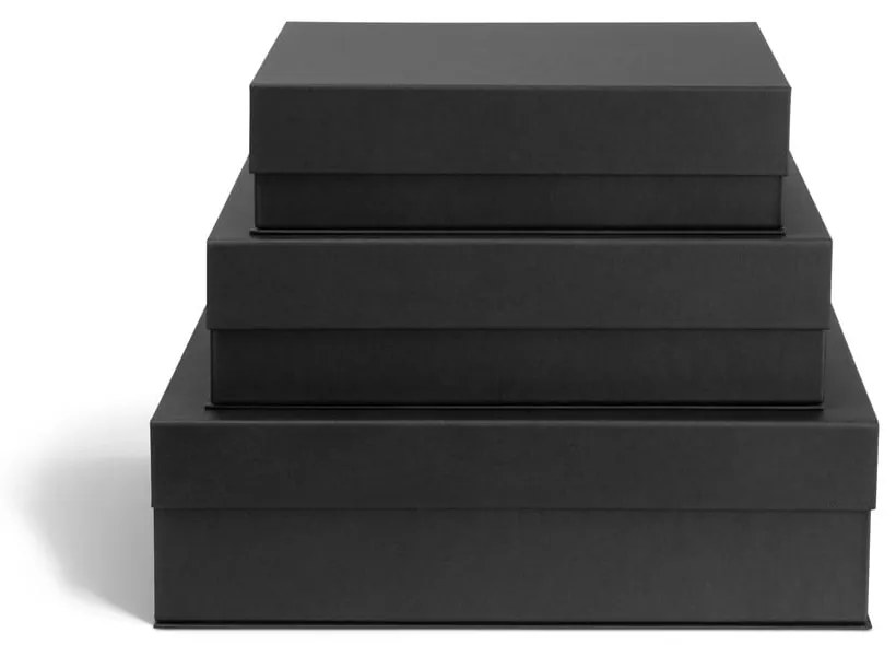 Scatole in set con coperchio/decorative grigio scuro in cartone 3 pz 42,5x29,5x13 cm Kian Paper Laminate – Bigso