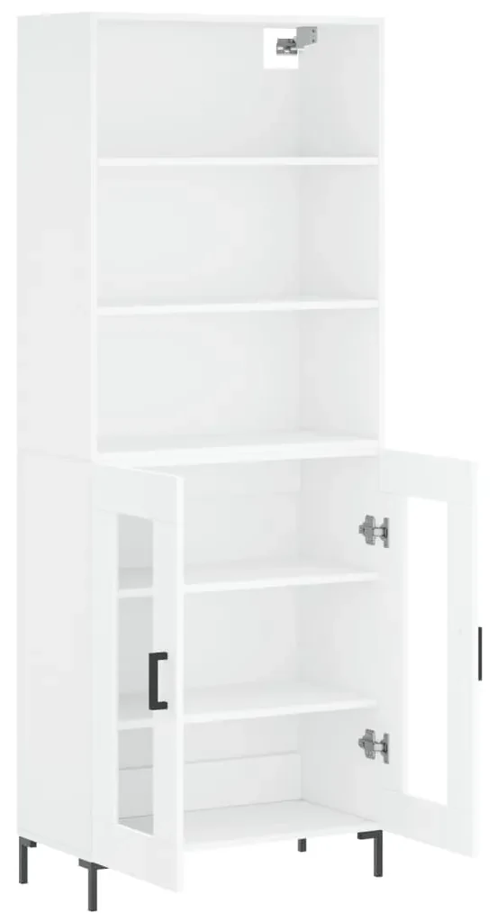 Credenza bianca 69,5x34x180 cm in legno multistrato