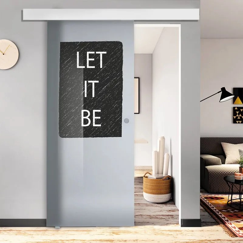 Porta scorrevole Let it be in cristallo trasparente, L 88 x H 220 cm, con binario Atelier bianco Sinistra