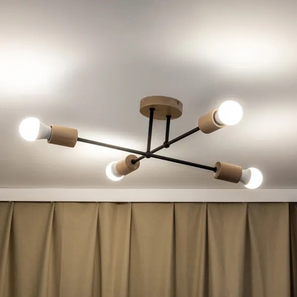 Plafoniera da soffitto CAMBRIDGE 4xE27/15W/230V pino