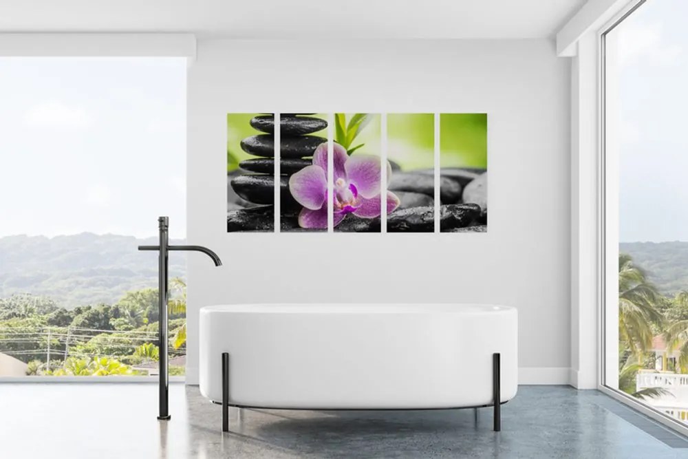 Quadri 5 pezzi – Composizione Zen tropicale
