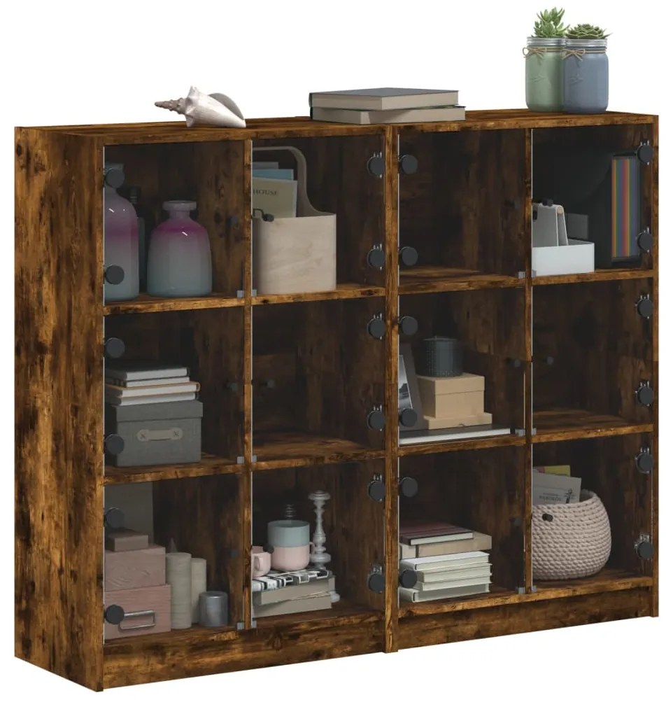 Libreria ante rovere fumo 136x37x109 cm in legno multistrato