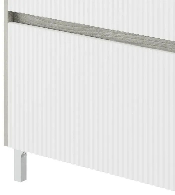 Mobile bagno a terra 80 cm bianco cannettato e grigio con cassetti Porto
