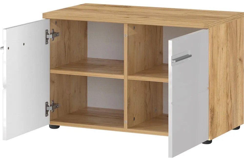 Scarpiera bianca naturale in rovere con panca Aledo - Germania