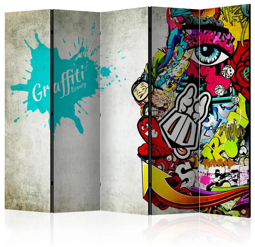 Paravento separè Bellezza graffiti II (5 parti) - murale colorato