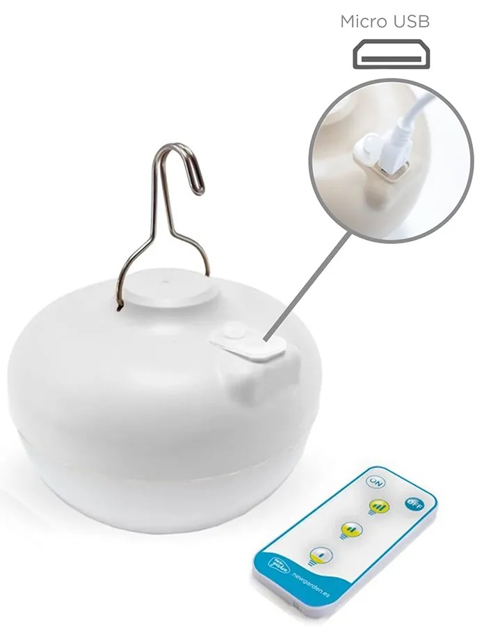 Lampada da terra da esterno bianca con LED ricaricabile IP54 inclusa e telecomando - Santorini