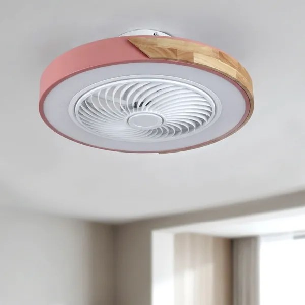Brilagi - Lampada LED dimmerabile con ventilatore LED/38W/230V 50 cm rosa/rovere +telecomando