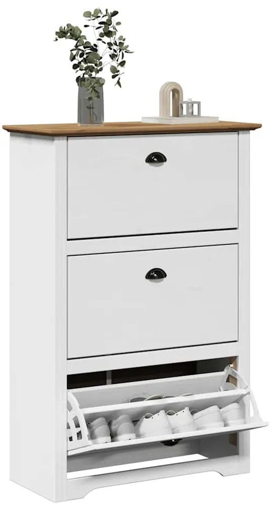 Scarpiera Bodo Bianca E Marrone 80x35x118 Cm /