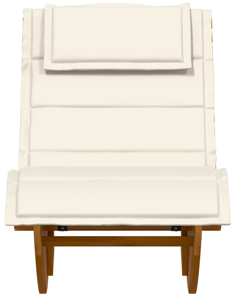 Lettino prendisole set di 2 panna, legno naturale