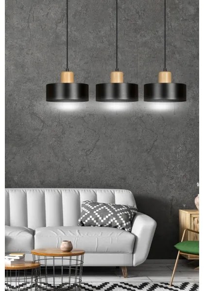 Lampadario a sospensione con filo TORIN 3xE27/15W/230V nero