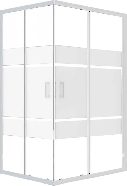 Box doccia angolare con porta scorrevole, L 88-100 cm X L 80 cm, H 190 cm, in vetro serigrafato SP. 6 mm, profilo cromo | Alba