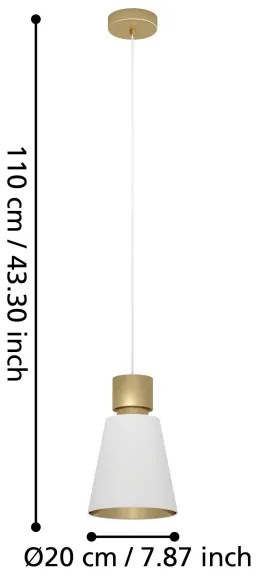Eglo 900376 - Lampadario a sospensione con filo AGLIENTINA 1xE27/40W/230V