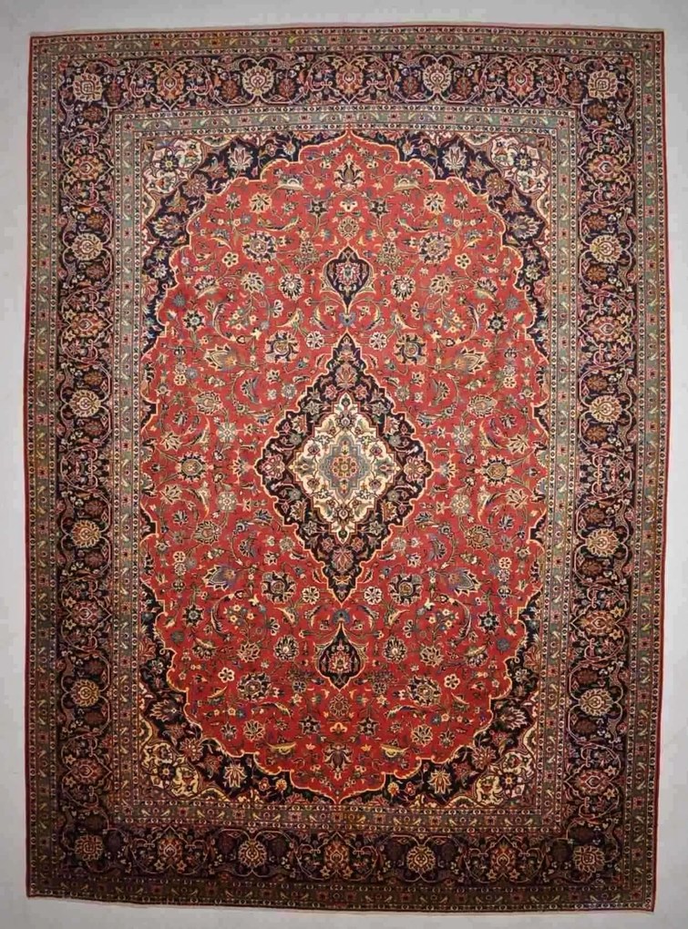 Kashan Tappeto persiano 390 x 280 Rosso (Iran) Annodato A Mano