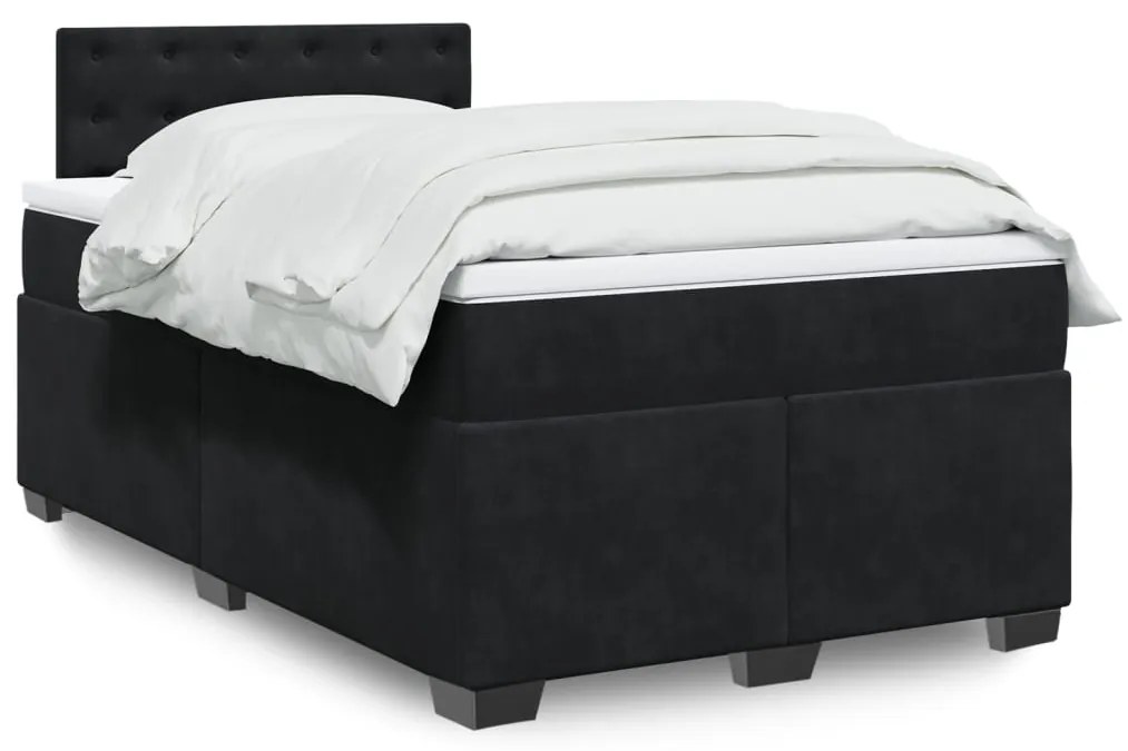 Giroletto A Molle Con Materasso Nero 120x200 Cm İn Velluto /