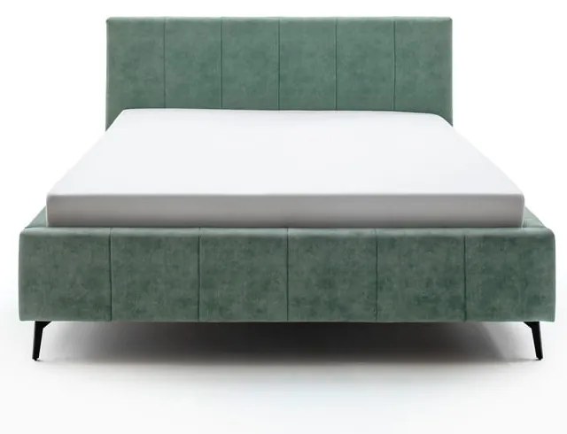 Letto matrimoniale imbottito verde con contenitore con rete inclusa 160x200 cm Lizzano – Meise Möbel