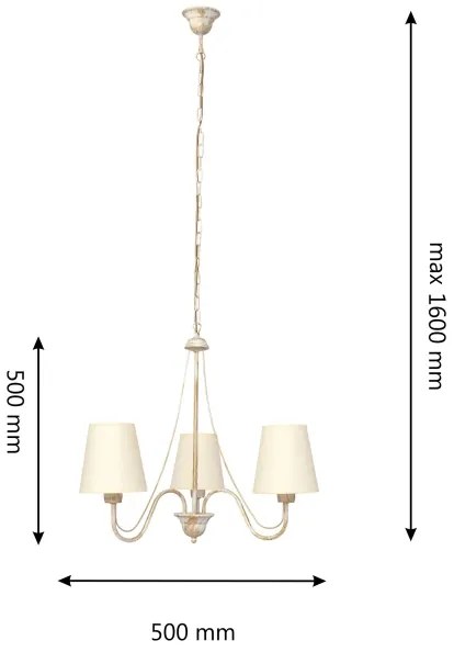 Lampadario a sospensione con catena MALBO 3xE27/15W/230V beige