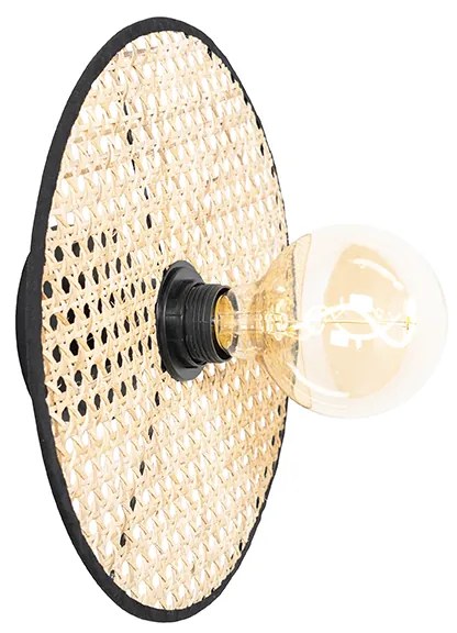 Lampada da soffitto e da parete rustica nera con rattan 30 cm - Kata