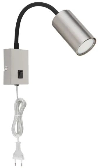 Globo 57911W - Lampada flessibile da muro ROBBY 1xGU10/25W/230V nero/cromo