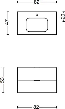 Mobile bagno sospeso 80 cm con lavabo e 2 cassetti LYRA Rosa Opaco